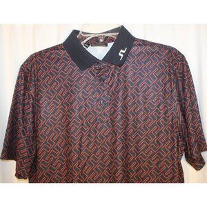 NEW J.Lindeberg Tour Tech Print Relaxed Fit Polo Ketchup Bridge Monogram MEDIUM